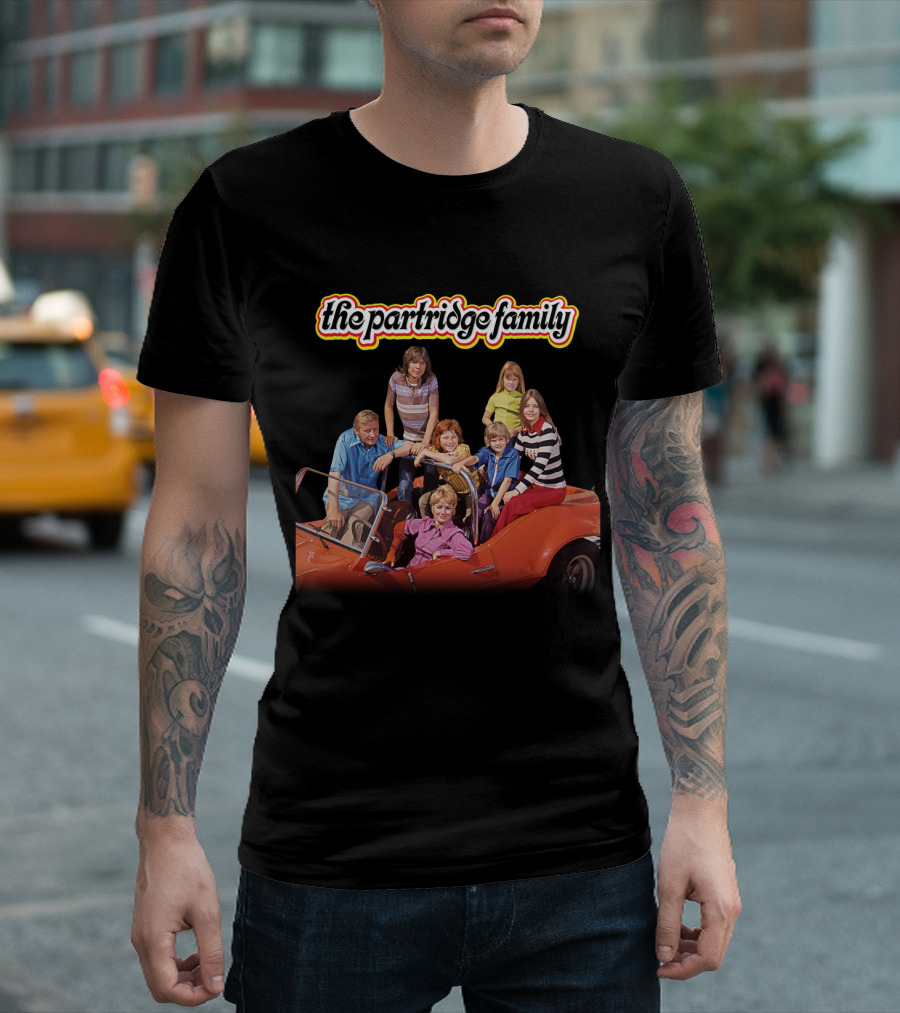 The Partridge Family Iconic Group in Red Car Image T-Shirt
