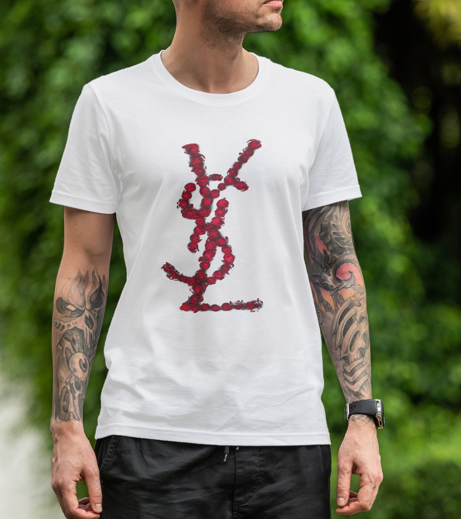 YSL Red Rose Logo T-Shirt