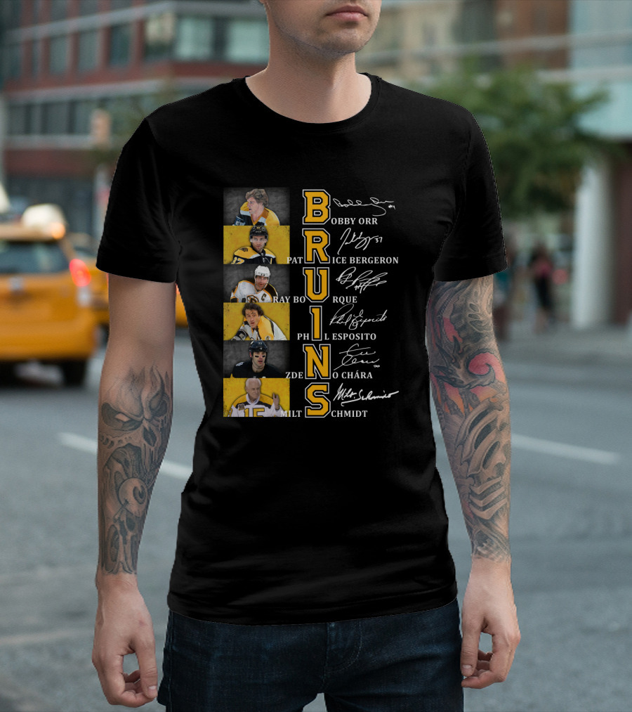 Bobby Orr Pat Ice Bergeron Ray Bourque Phil Esposito Zdeno Chara Milt Schmidt Bruins T-Shirt
