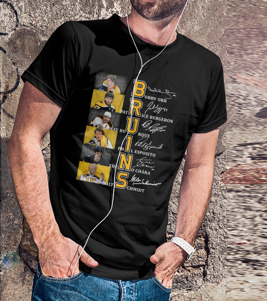 Bobby Orr Pat Ice Bergeron Ray Bourque Phil Esposito Zdeno Chara Milt Schmidt Bruins T-Shirt