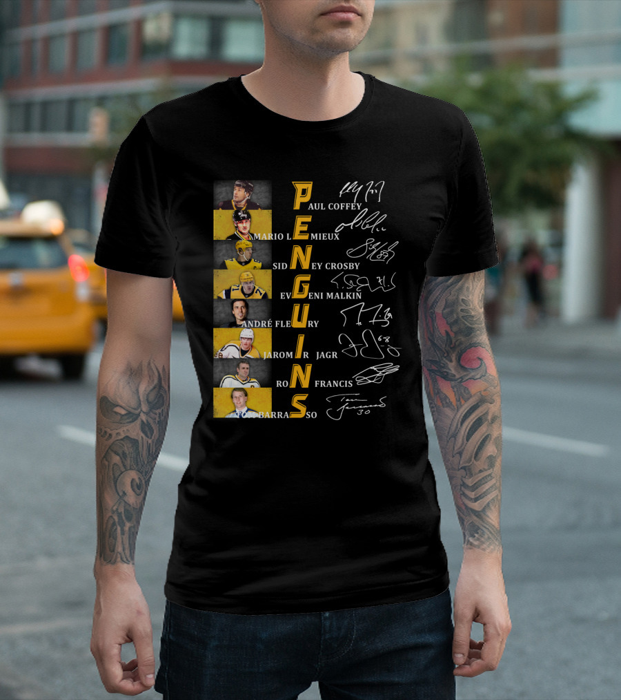Penguins Paul Coffey Mario Lemieux Sidney Crosby Evgeni Malkin André Fleury Jaromír Jagr Ron Francis Tom Barrasso T-Shirt