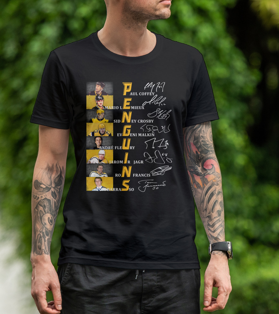 Penguins Paul Coffey Mario Lemieux Sidney Crosby Evgeni Malkin André Fleury Jaromír Jagr Ron Francis Tom Barrasso T-Shirt