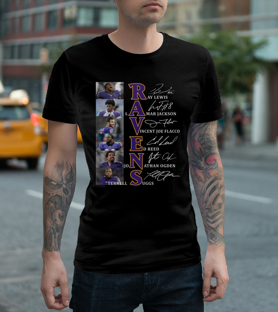 Ravens Ray Lewis Lamar Jackson Joe Flacco Ed Reed Jonathan Ogden Terrell Suggs T-Shirt
