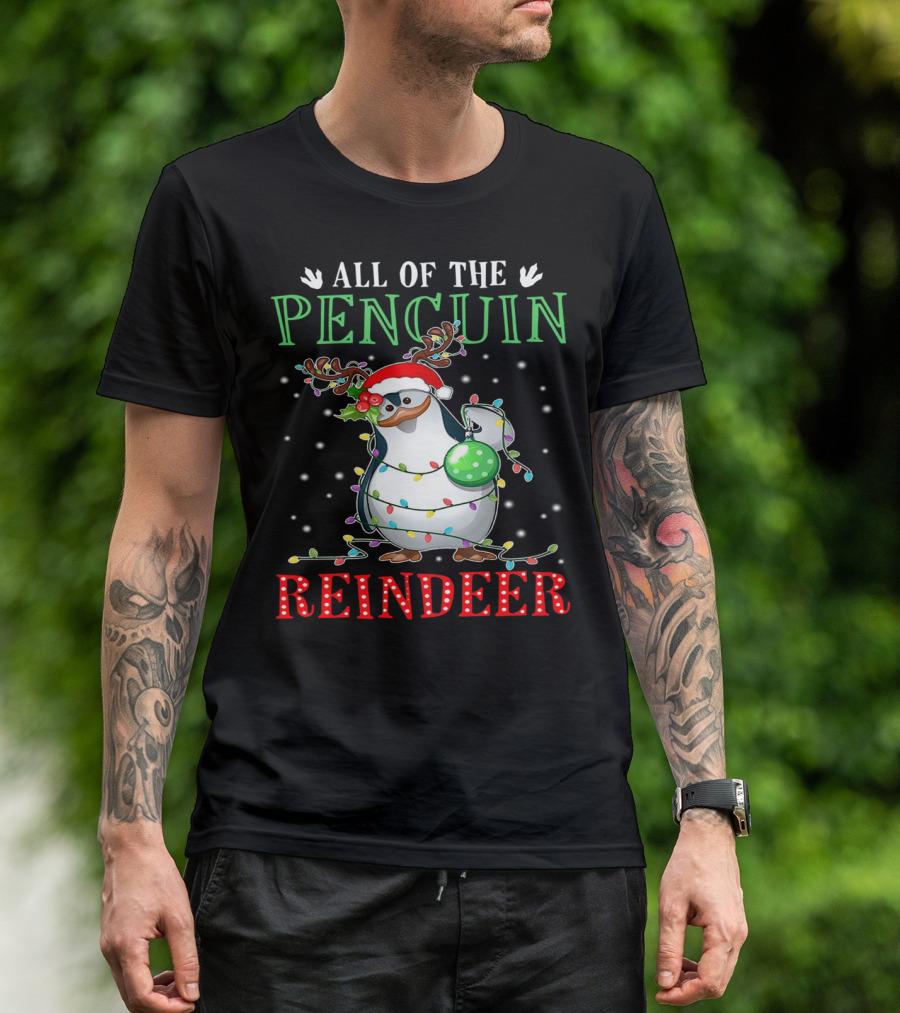 All Of The Penguin Reindeer Christmas Lights T-Shirt