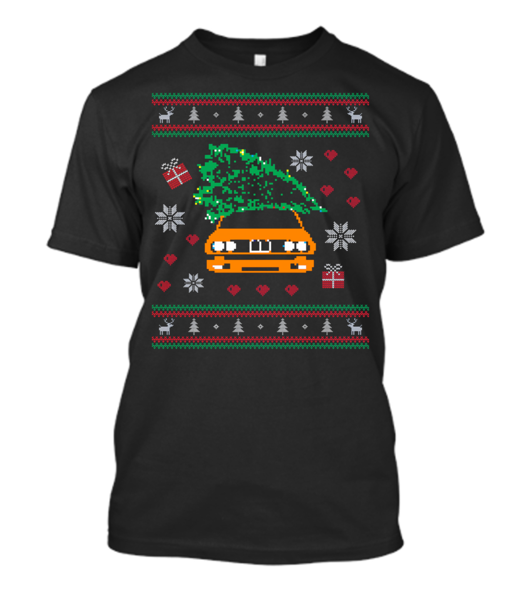 Orange Car With Christmas Tree Holiday T-Shirt