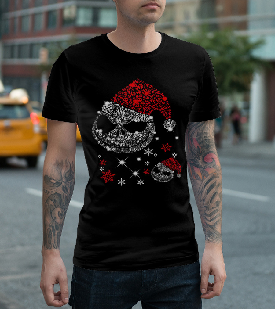 Santa Jack Skellington Christmas Diamond Snowflakes T-Shirt