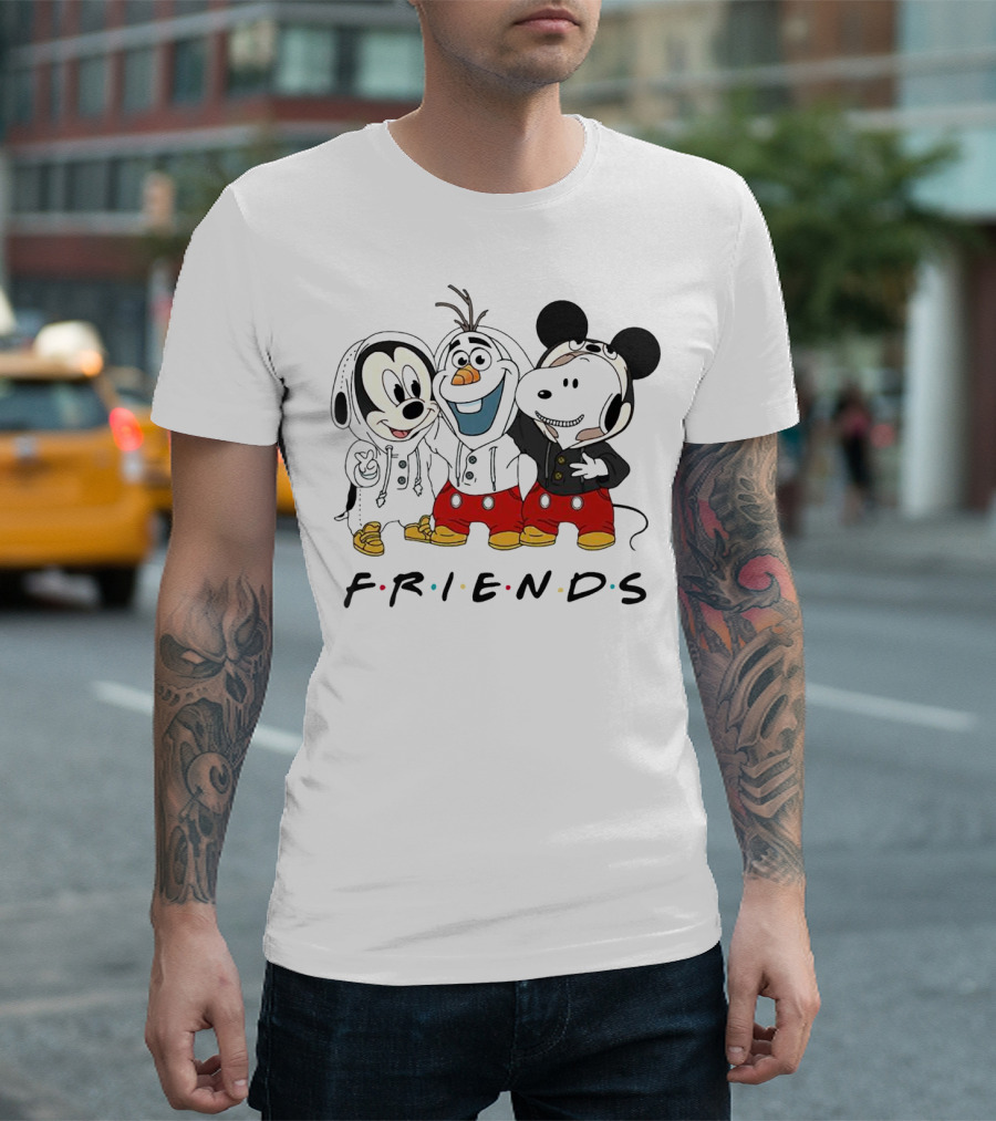 Friends Mickey Olaf Snoopy Crossover Icons T-Shirt