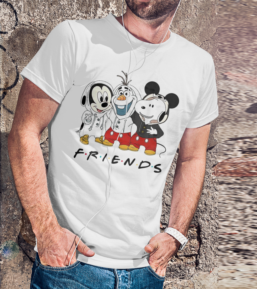 Friends Mickey Olaf Snoopy Crossover Icons T-Shirt