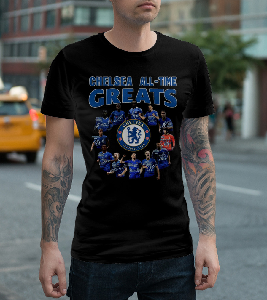 Chelsea All-Time Greats Players Signatures Chelsea Football Club T-Shirt