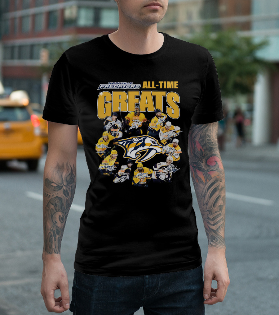 Nashville Predators All-Time Greats Signatures Rinne Weber Forsberg Subban Timonen Walker T-Shirt