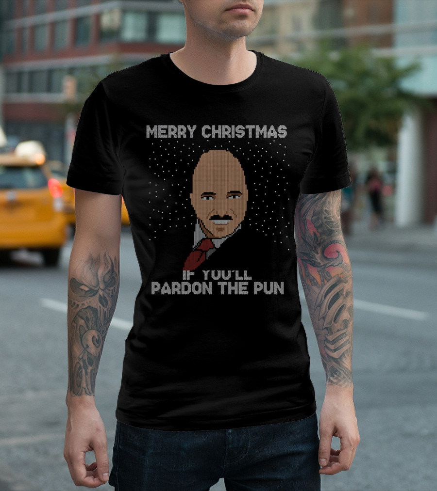 Merry Christmas If You’ll Pardon the Pun Pixel T-Shirt