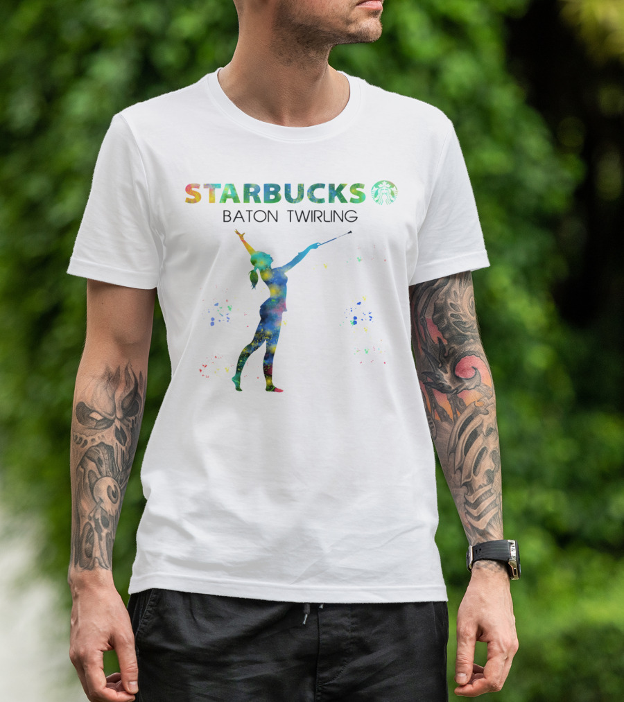 Starbucks Baton Twirling Silhouette Splash T-Shirt