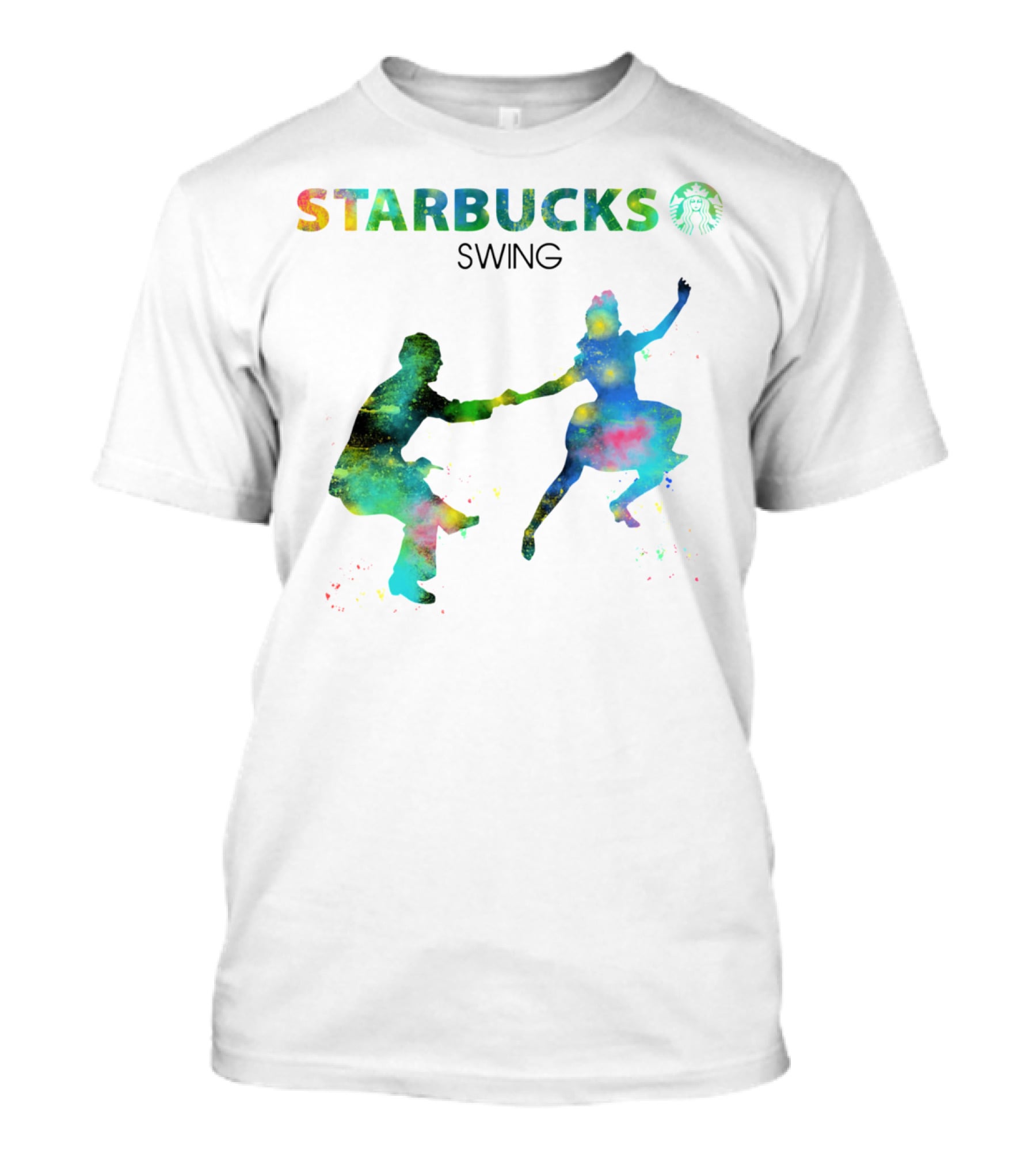 Starbucks Swing Dance Colorful Silhouette Movement T-Shirt