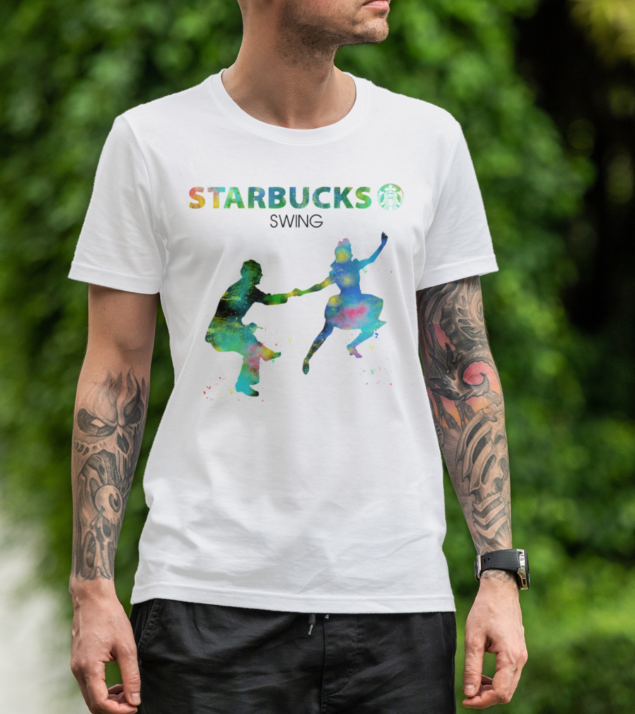 Starbucks Swing Dance Colorful Silhouette Movement T-Shirt