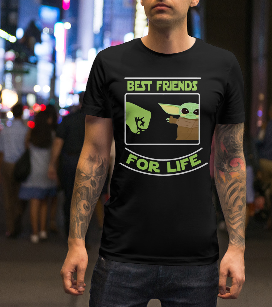 Best Friends For Life Baby Yoda Fist Bump Iconic Meme T-Shirt