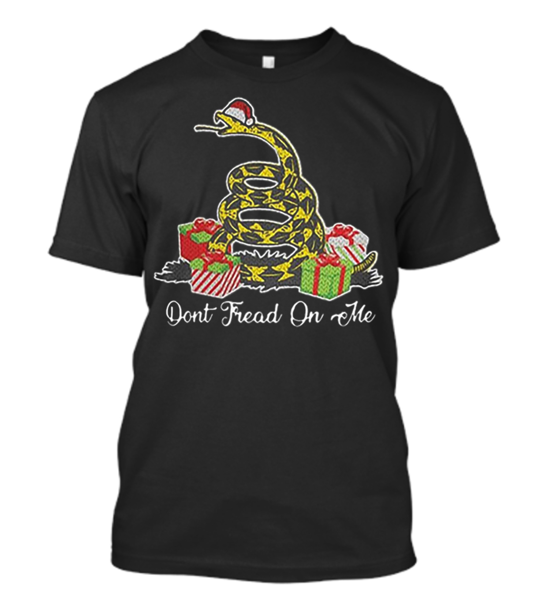 Dont Fread On Me Santa Hat Snake With Christmas Gifts T-Shirt