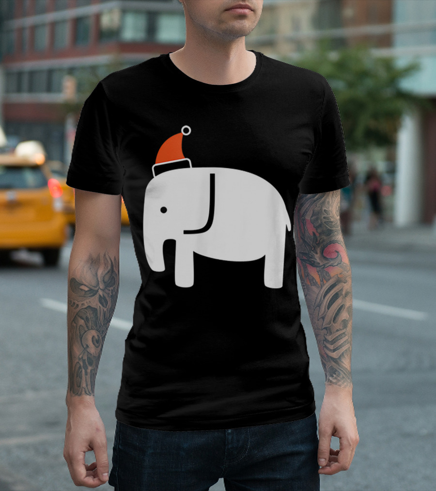 White Elephant Santa Hat Christmas T-Shirt