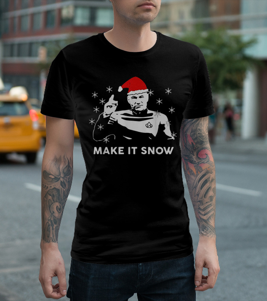 Star Trek Santa Make It Snow Christmas T-Shirt