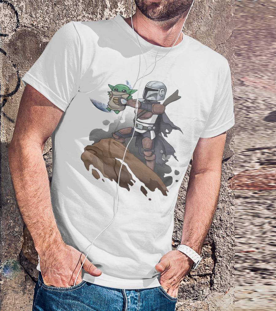 Baby Yoda The Manrorian Epic Rock Ledge Scene T-Shirt