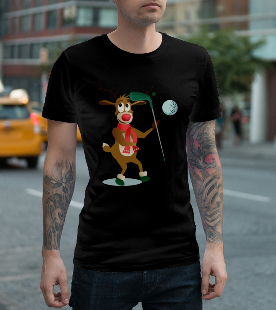 Reindeer Golf Christmas Fun T-Shirt