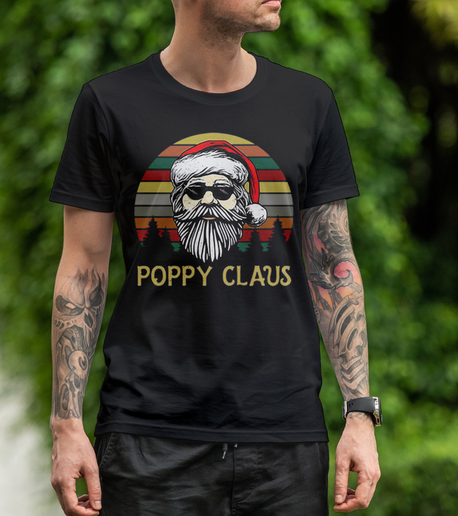 Poppy Claus Vintage Santa Claus Retro Sunset Forest T-Shirt