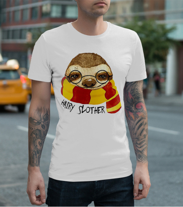 Hairy Slother Sloth Lovers Wizard Scarf Glasses Magic T-Shirt