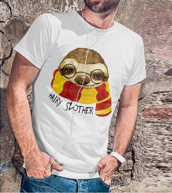 Hairy Slother Sloth Lovers Wizard Scarf Glasses Magic T-Shirt