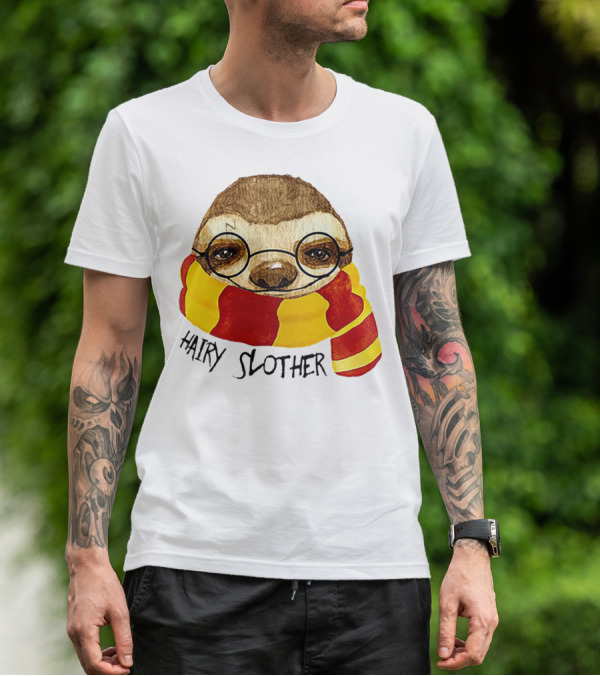 Hairy Slother Sloth Lovers Wizard Scarf Glasses Magic T-Shirt