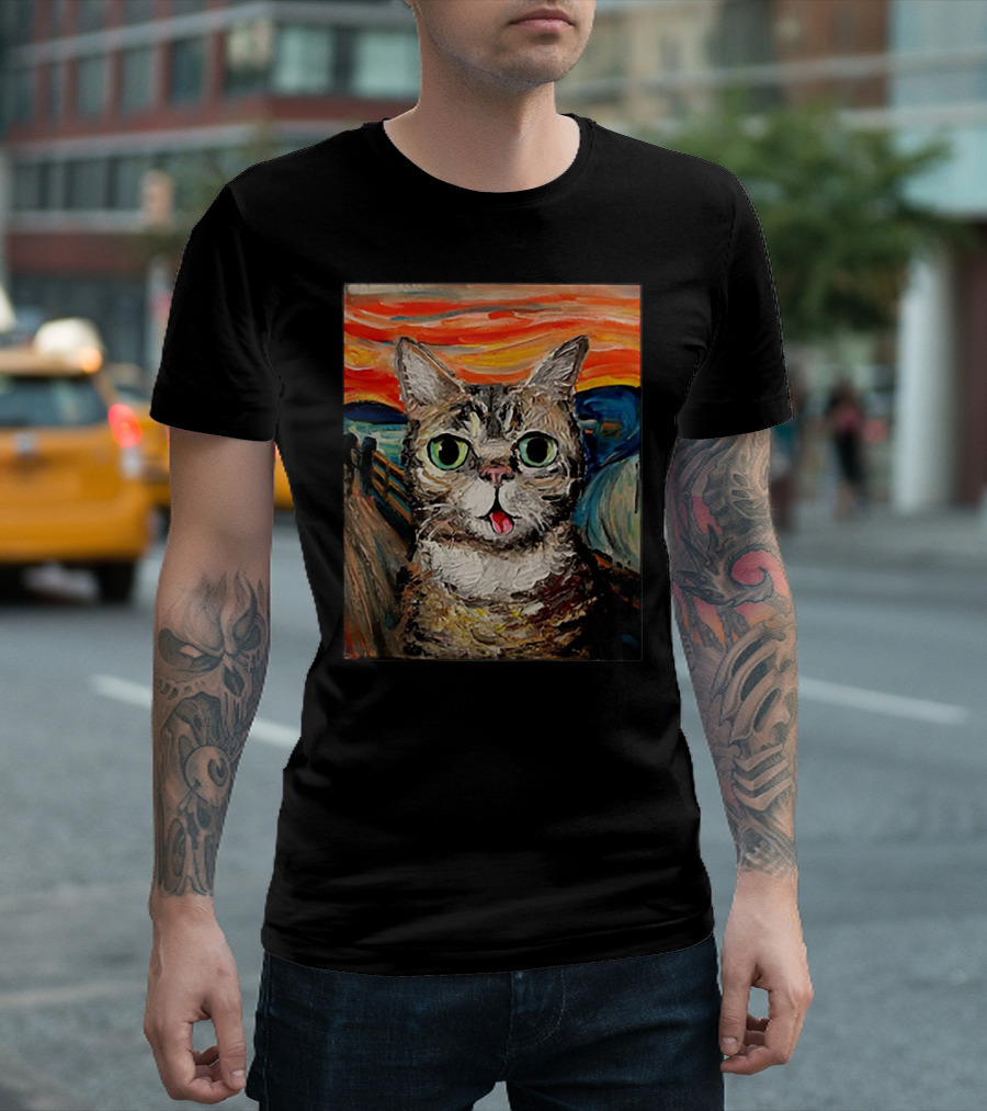 Lil Bub Cat The Scream Vincent Van Gogh T-Shirt
