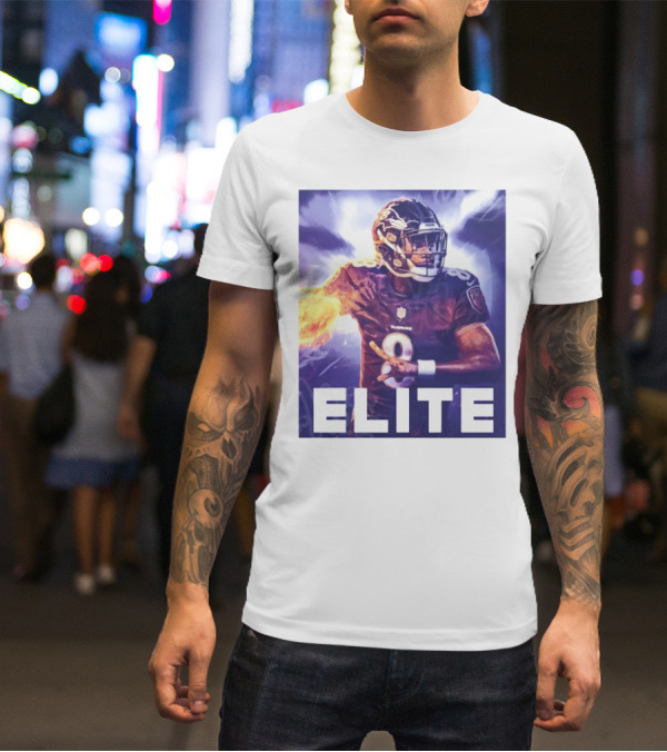 Lamar Jackson Ravens Elite 8 Fiery Action NFL Football T-Shirt