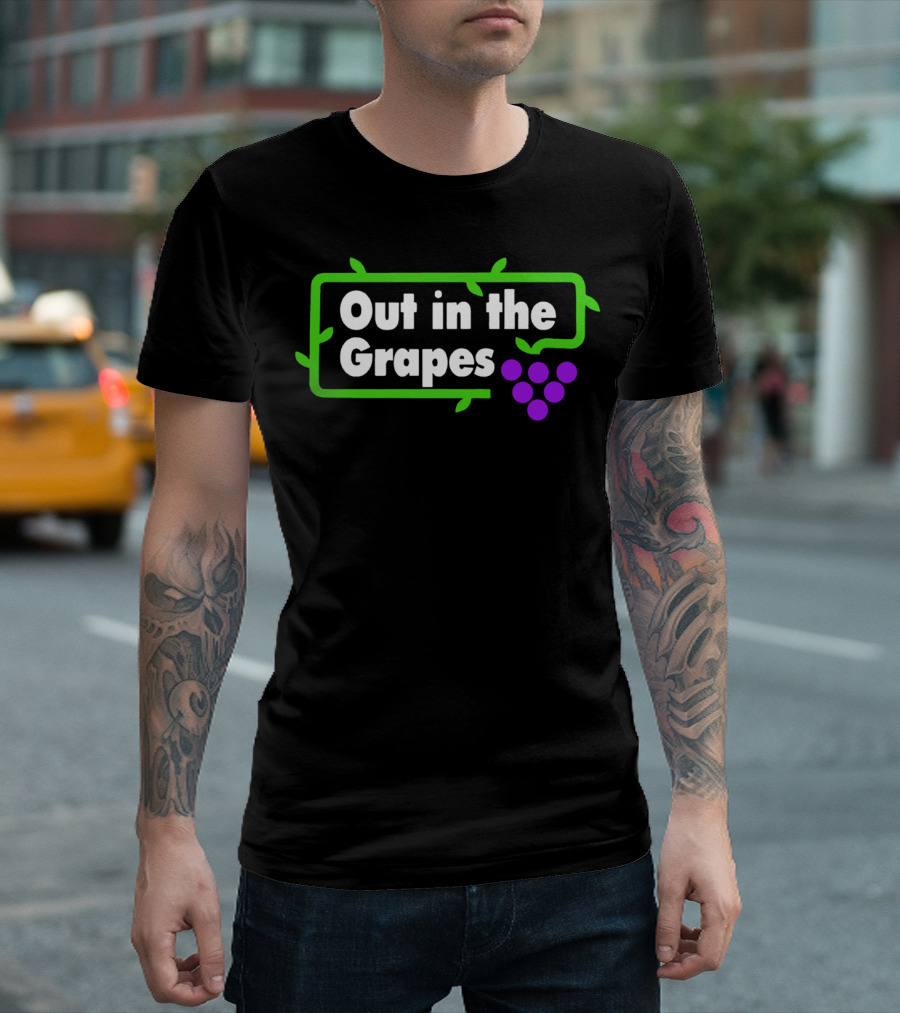 Out in the Grapes Vine Frame with Purple Grapes T-Shirt