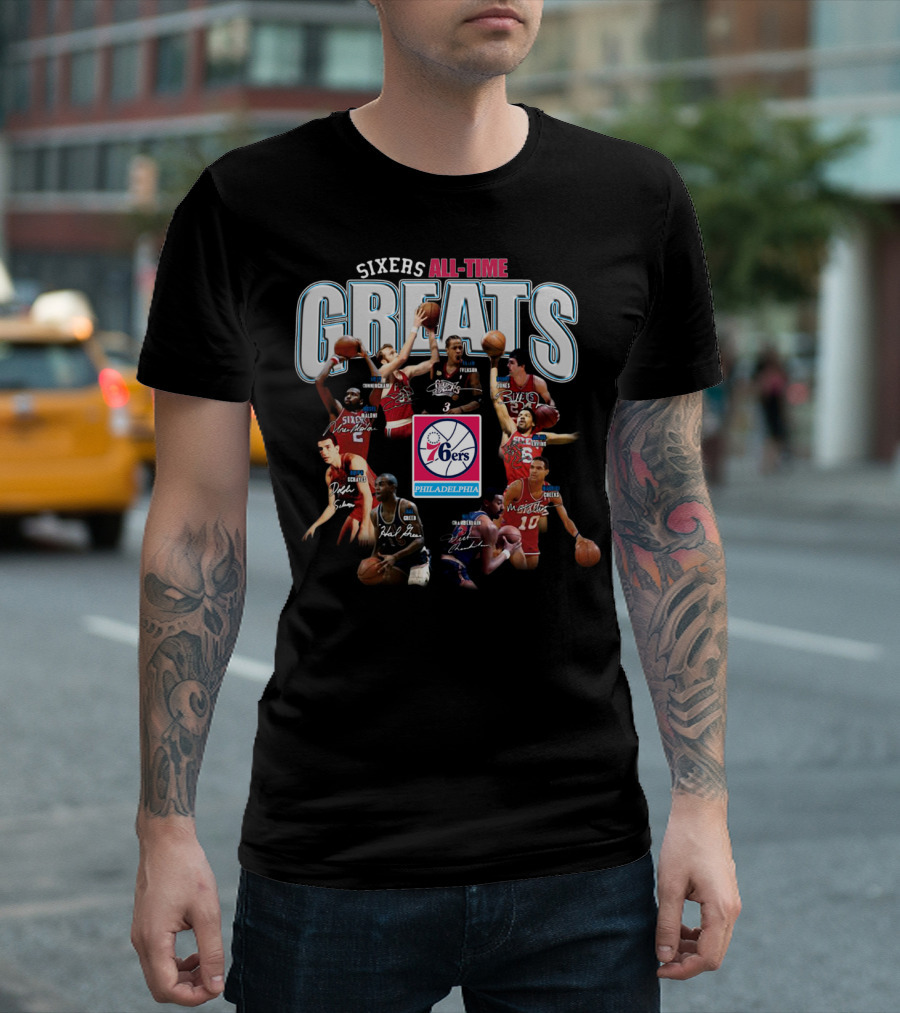 Sixers All-Time Greats Philadelphia 76ers Players Signatures T-Shirt