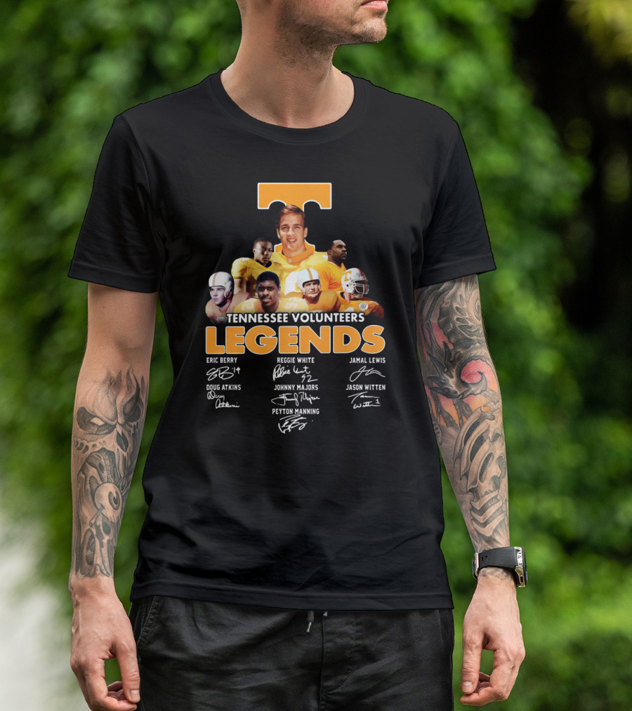 Tennessee Volunteers Legends Peyton Manning Reggie White Jason Witten Signatures T-Shirt