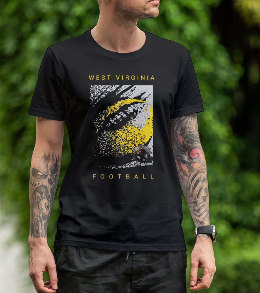 West Virginia Mountaineers Football Helmet And Textured T-Shirt