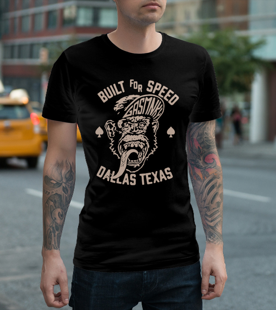 Built For Speed Gas Monkey Dallas Texas With Spade Iconic Monkey T-Shirt
