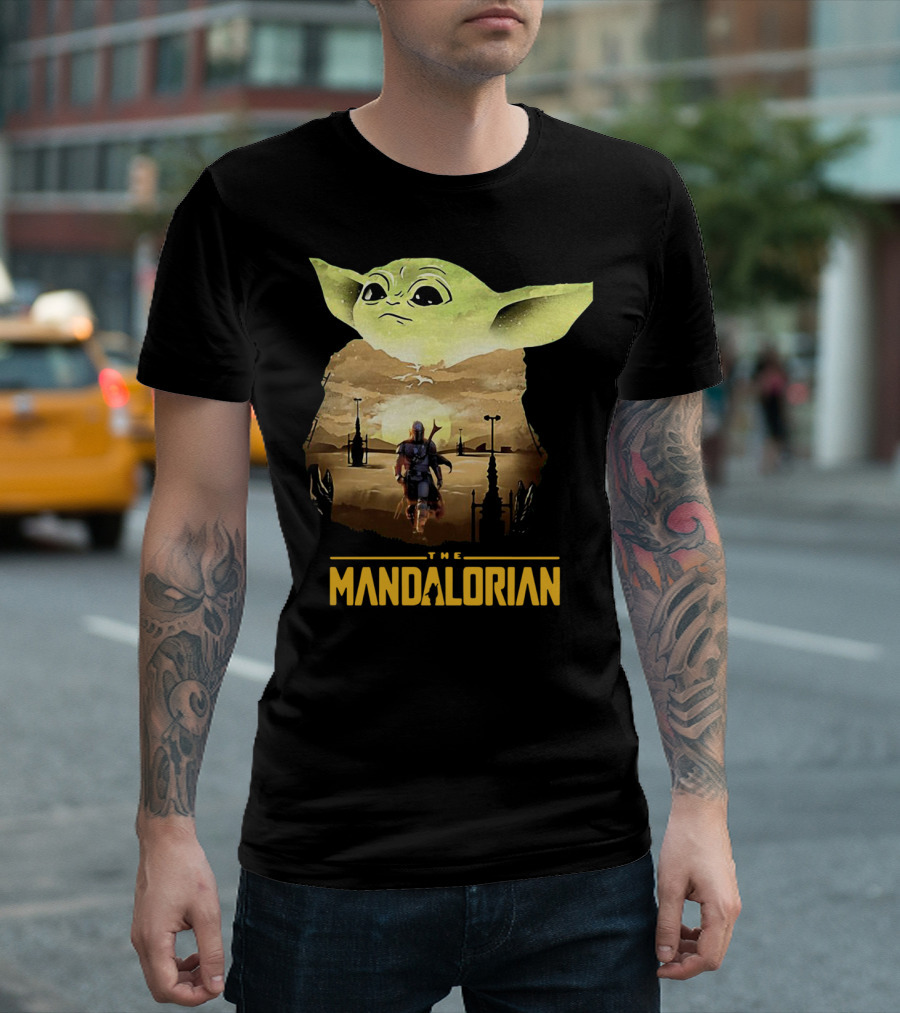 The Mandalorian Baby Yoda Sunset Scene T-Shirt