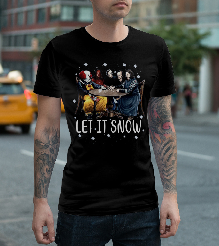 Stephen King Horror Friends Characters Let It Snow Holiday Scene T-Shirt