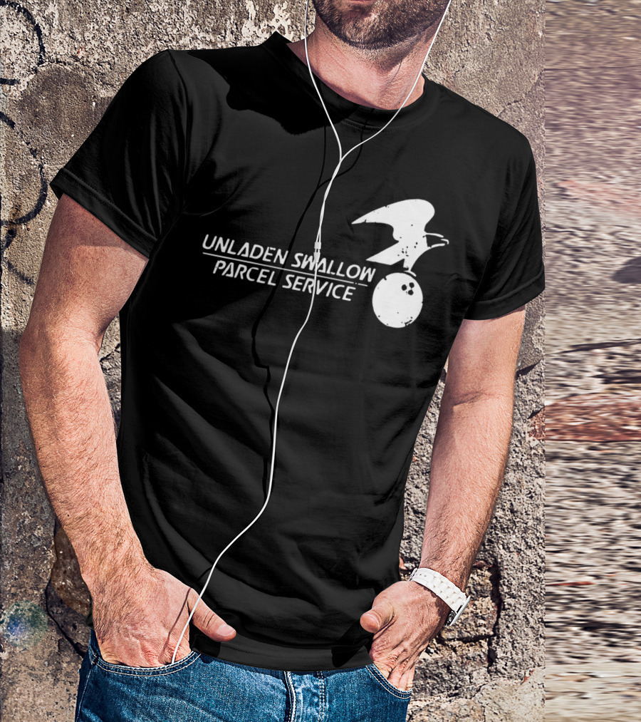 Unladen Swallow Parcel Service Monty Python Bowling Ball Bird T-Shirt