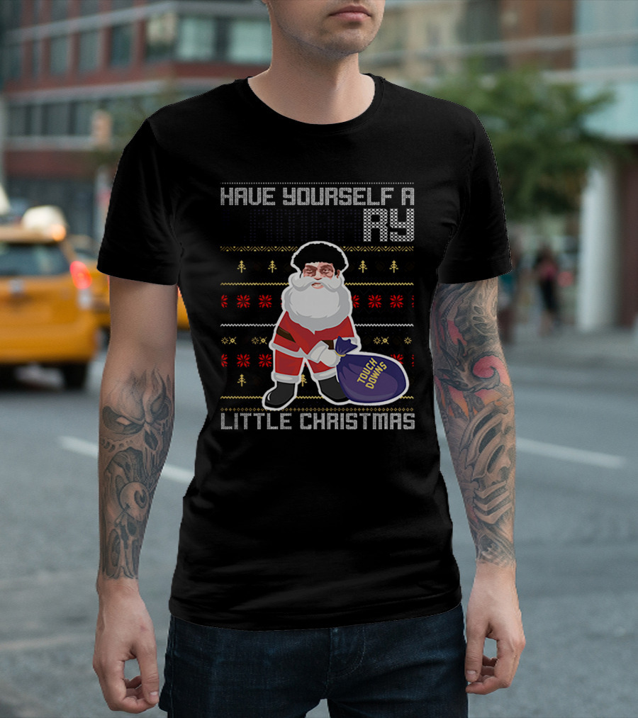 Have Yourself A Merry Little Christmas Touch Downs Santa Bag T-Shirt
