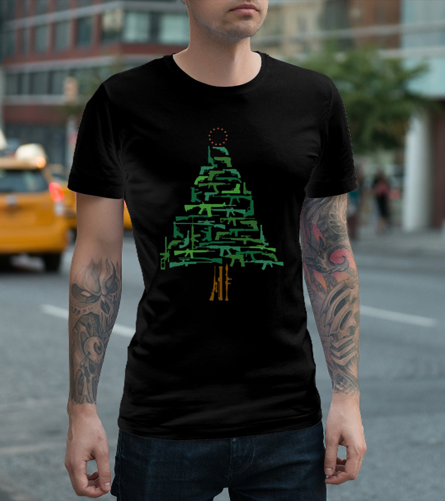 Christmas Tree Made Of Green Guns T-Shirt