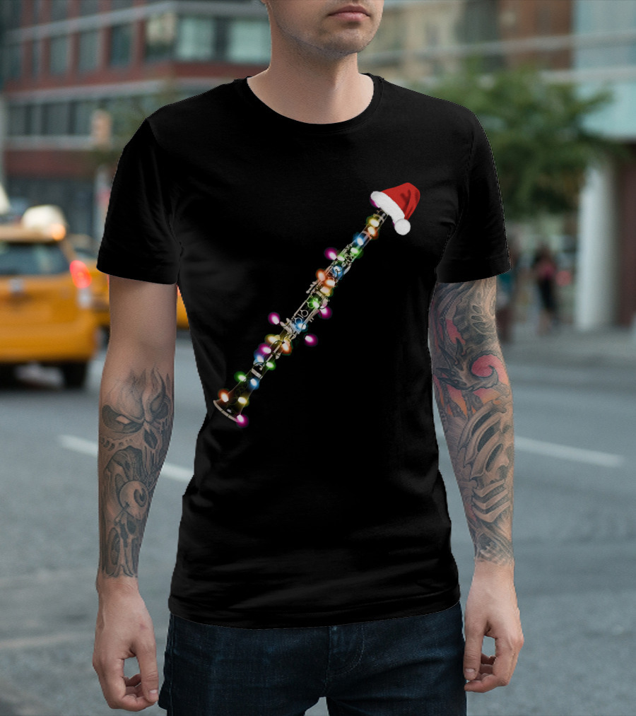 Santa Clarinet with Christmas Lights T-Shirt