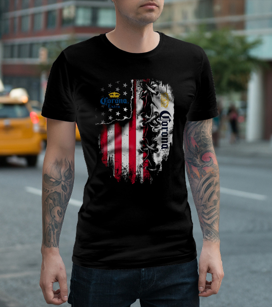 Corona Extra American Flag Fusion with Eagle and Stars T-Shirt