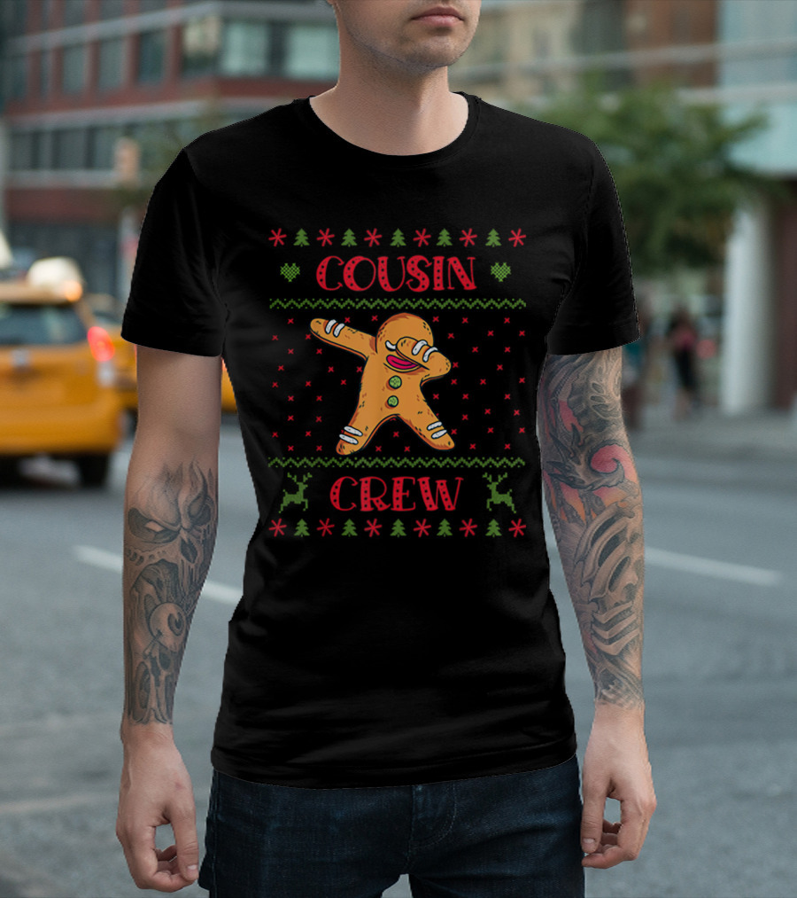 Cousin Crew Festive Christmas Dab Cookie With Holiday Symbols T-Shirt
