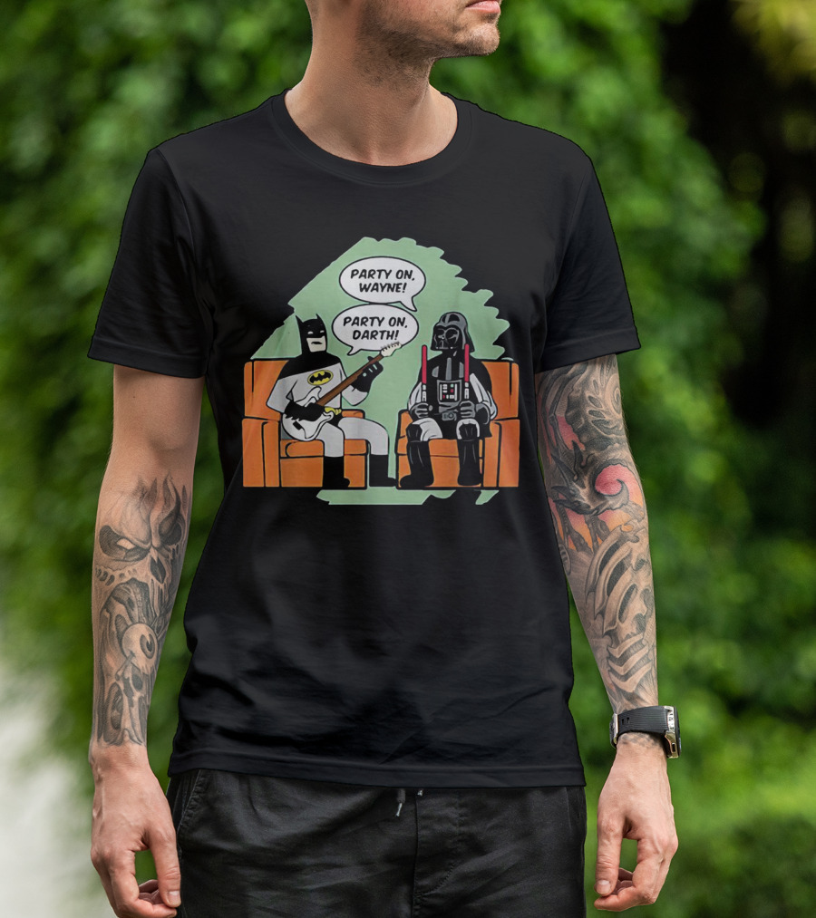Batman And Darth Vader Party On Wayne Party On Darth T-Shirt