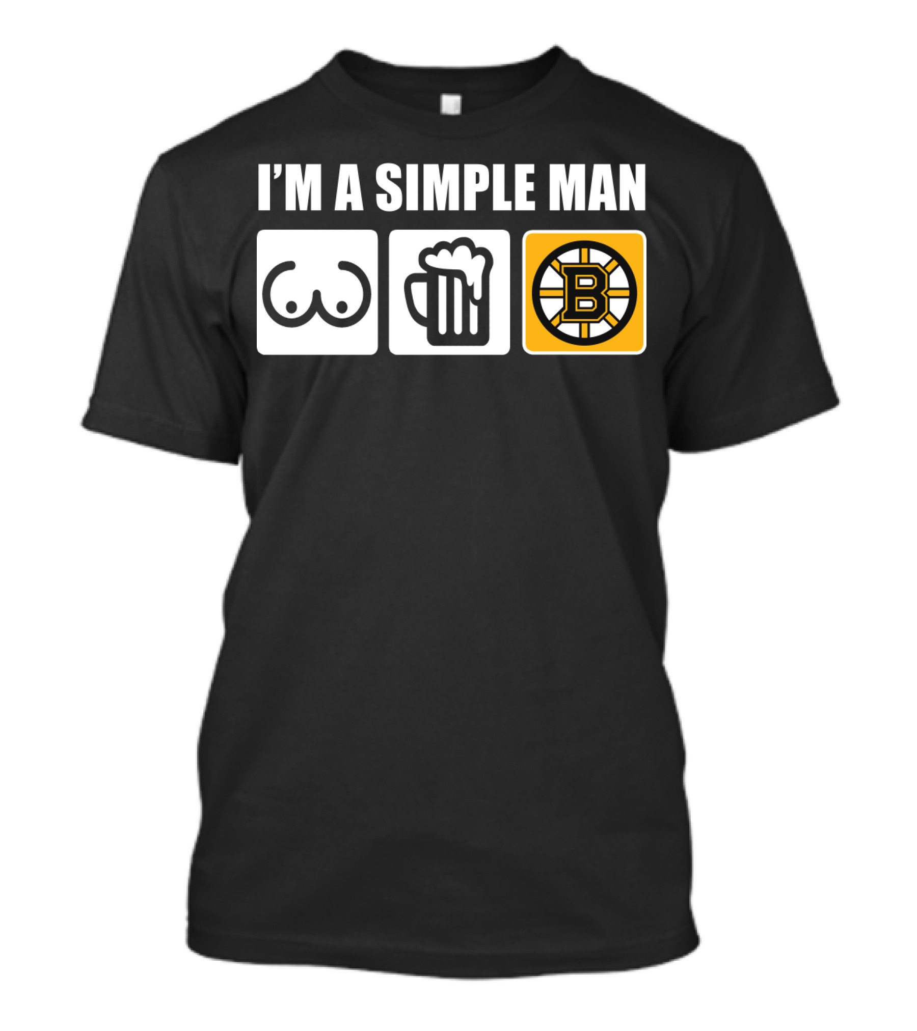 BRUINS I'M A SIMPLE MAN ICONS BREW BEER LOGO HOCKEY FAN T-Shirt
