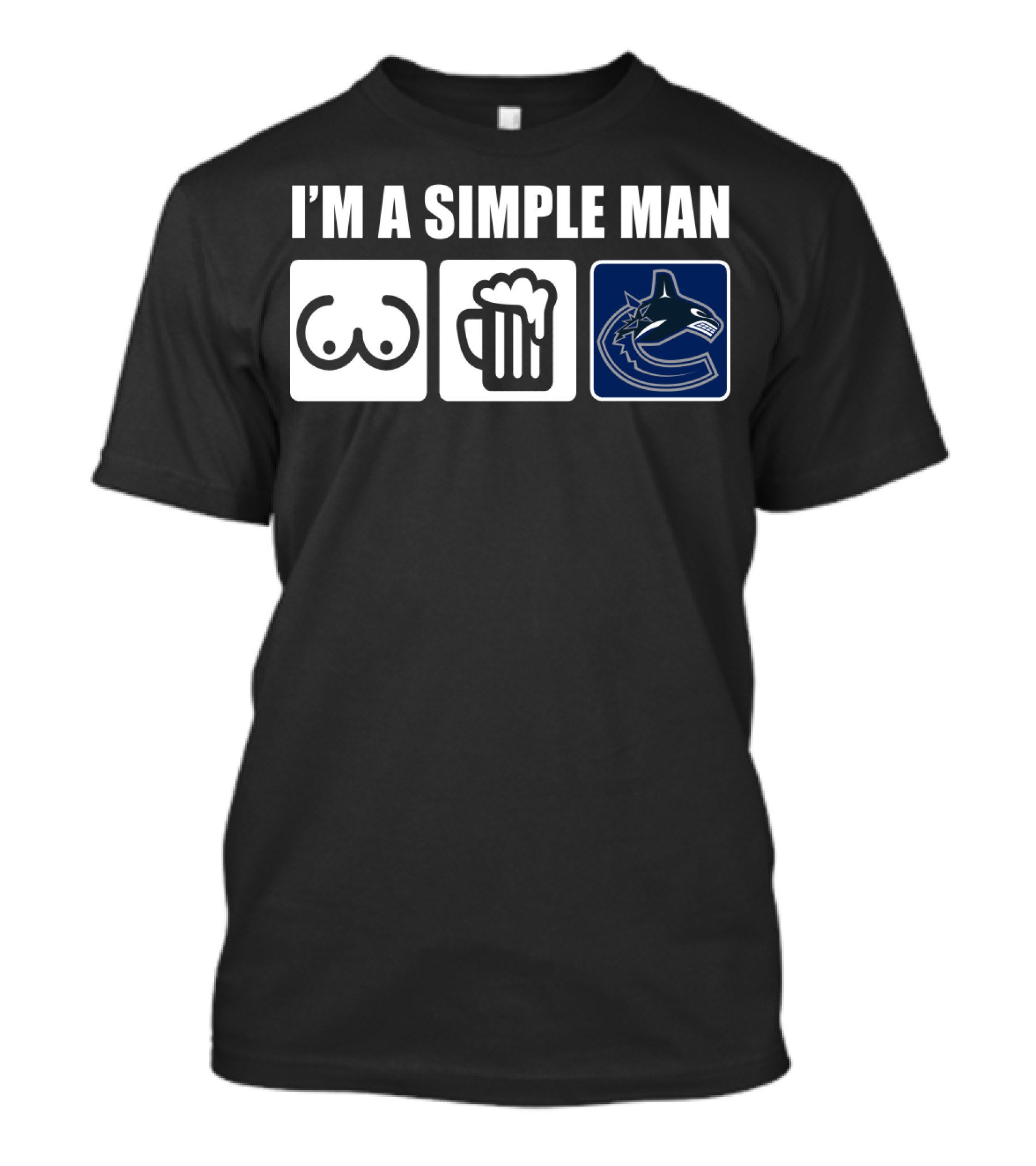 I'M A SIMPLE MAN CANUCKS BEER HOCKEY LOGO ICONS T-Shirt