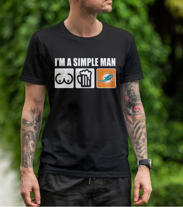 I'M A SIMPLE MAN DOLPHINS BEER SYMBOLS T-Shirt