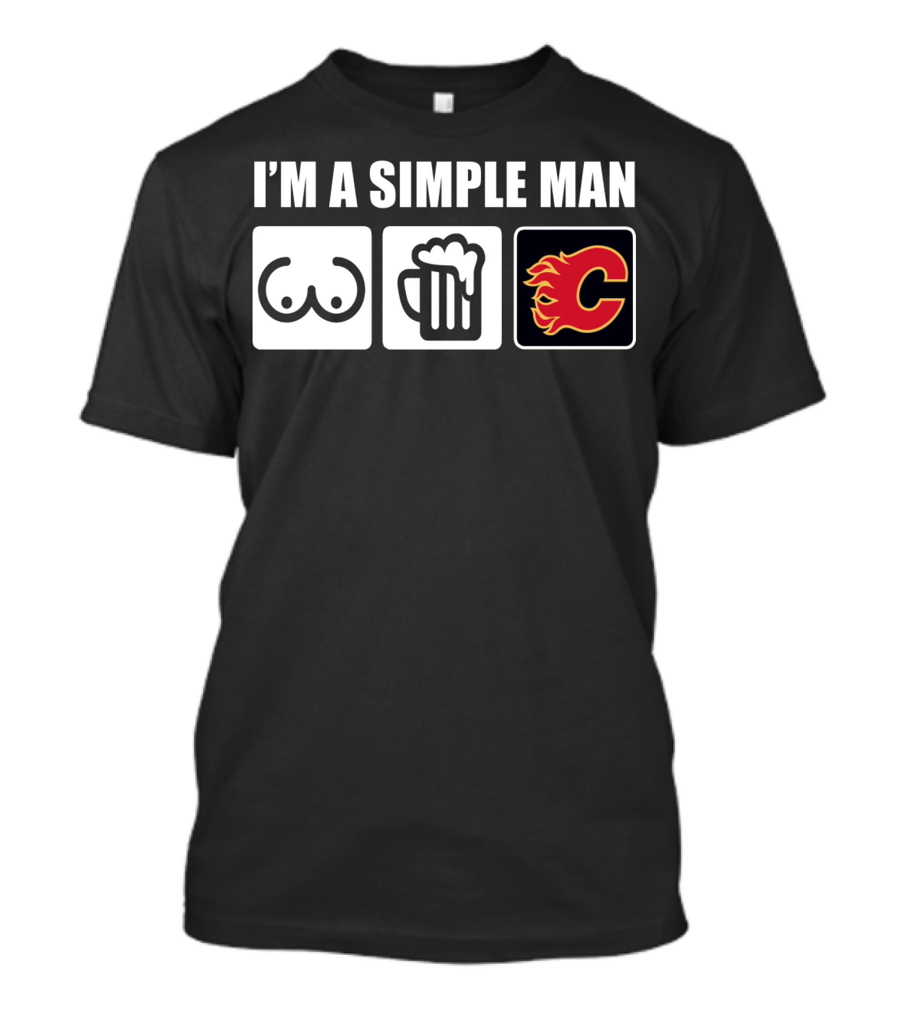 I'M A SIMPLE MAN BREASTS BEER FLAMES HOCKEY T-Shirt