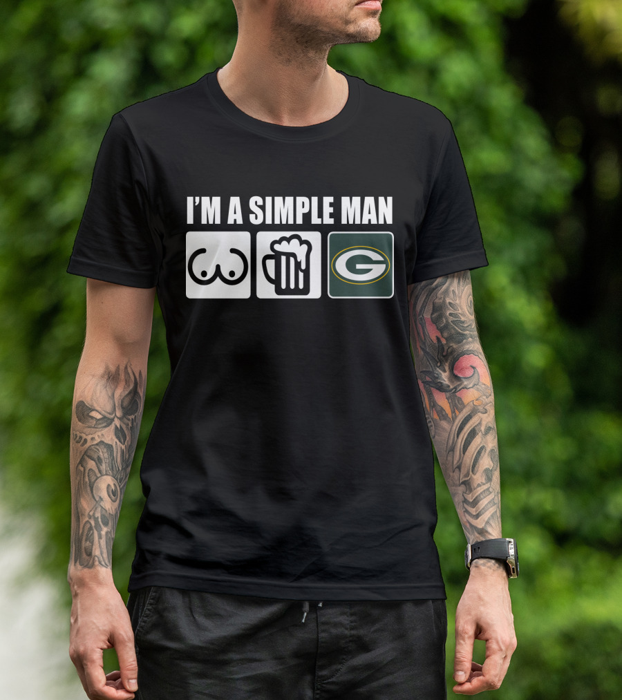 I'm A Simple Man Beer Packers Logo Icons T-Shirt