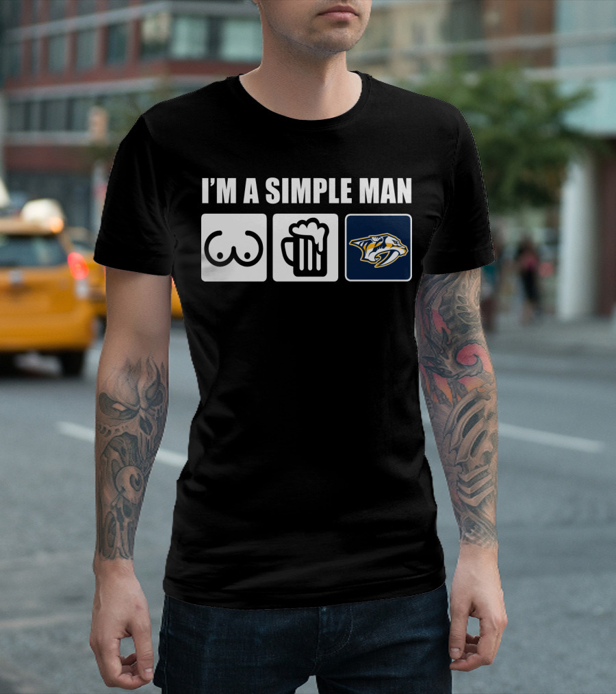 I'M A SIMPLE MAN BEER HOCKEY PREDATORS T-Shirt